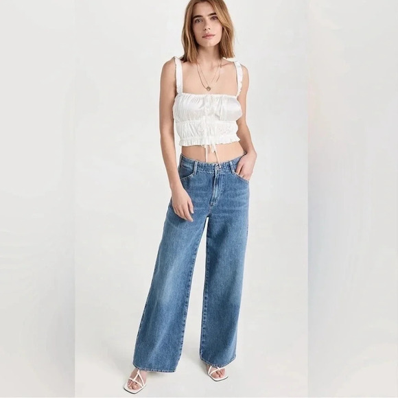 NWT! WAYF Peyton White Smocked Crop Camisole. Medium - Picture 3 of 8